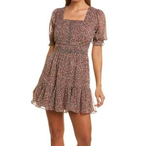 Walter Baker Liza Floral A-Line Mini Ruffle Dress in Verona